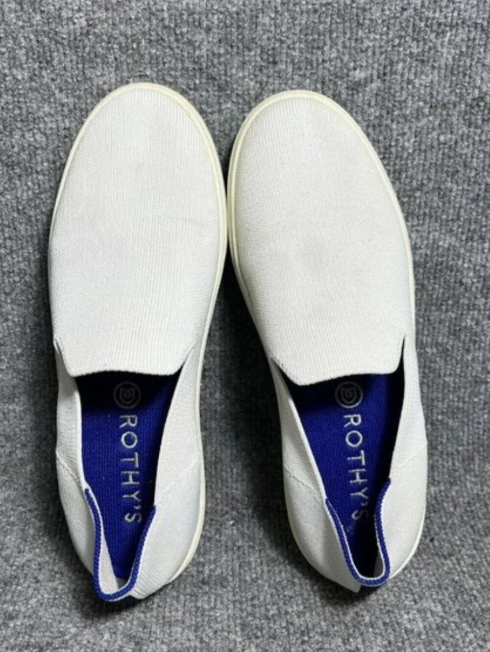 Rothy’s Slip On Sneakers Womens 8.5 White Blue Black Flats Shoes *